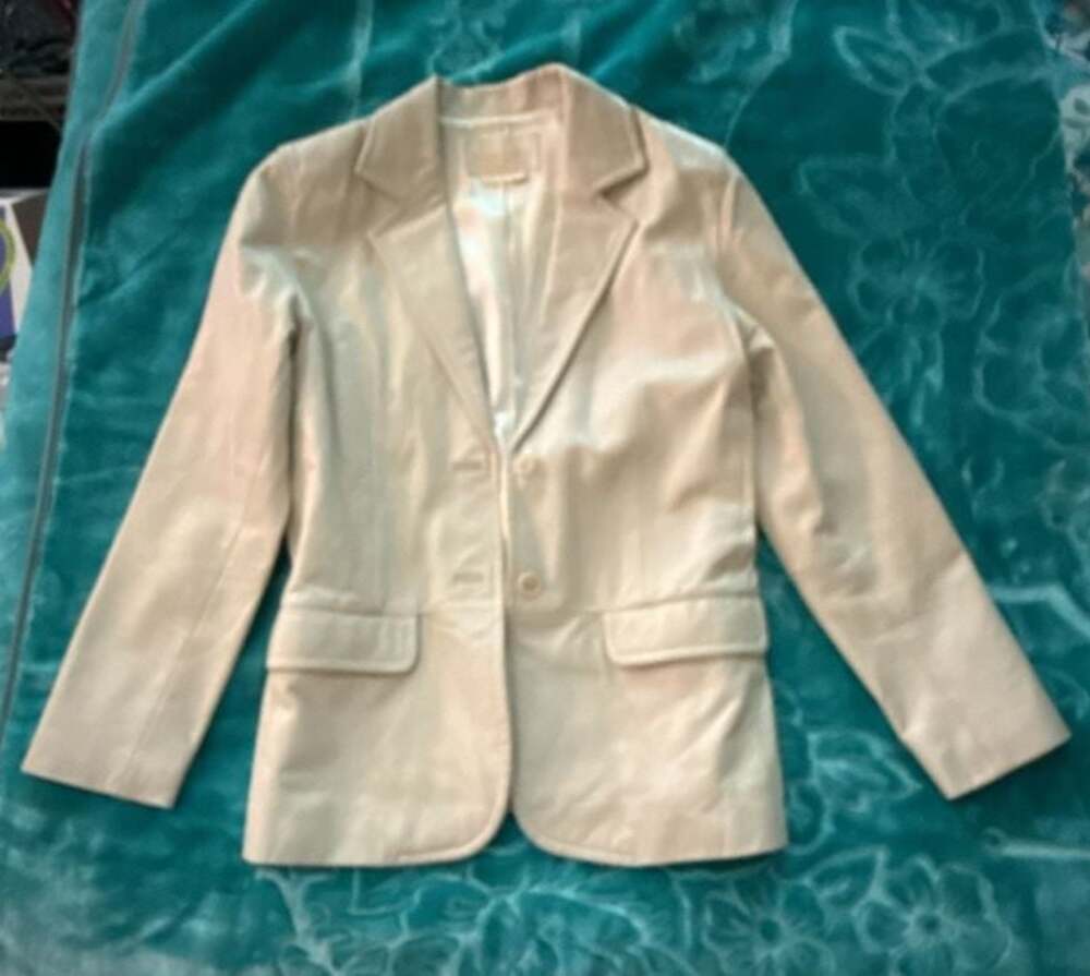 Margaret Godfrey Cream Leather Blazer Jacket